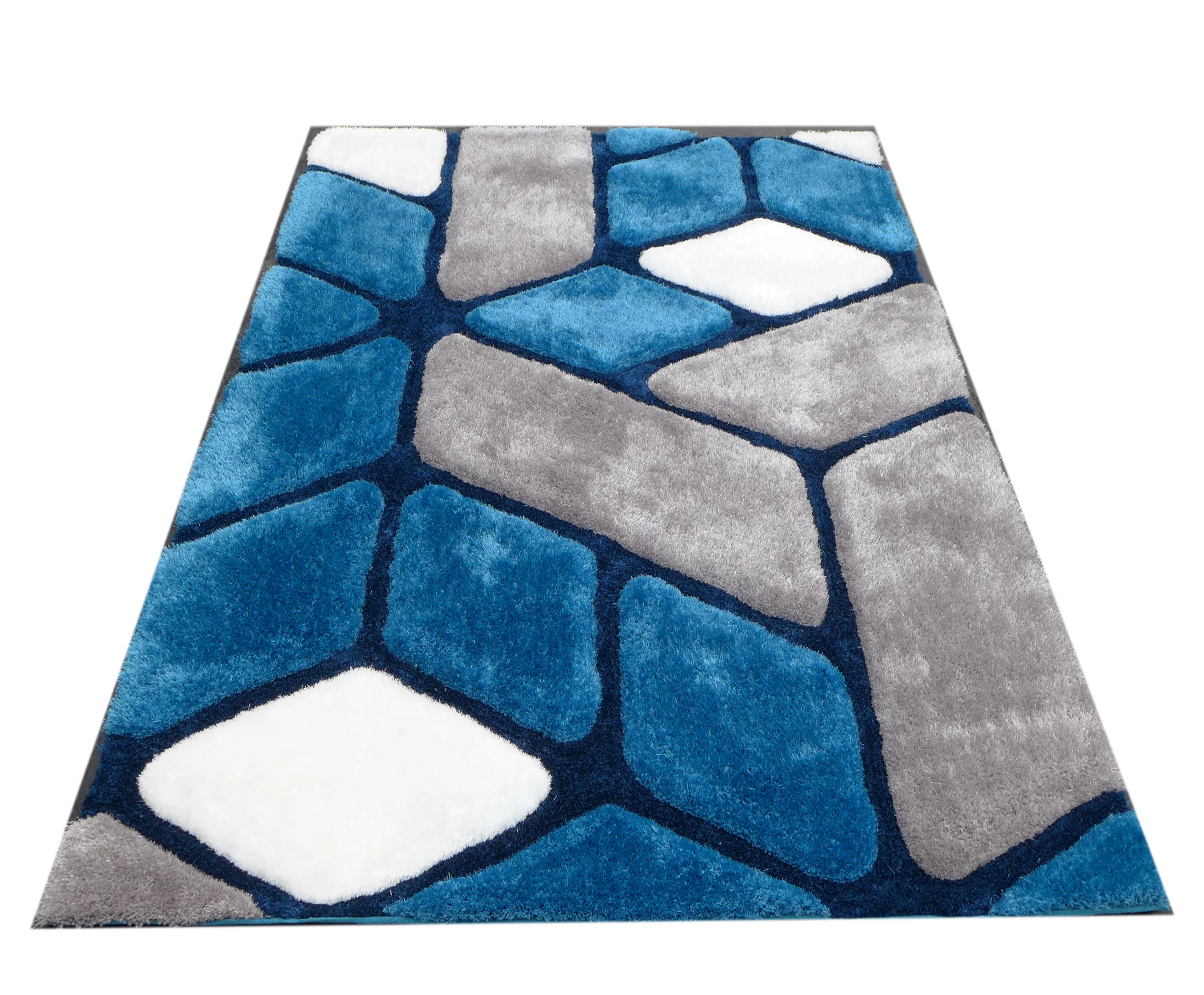 Elegant Style Stone Design Red Black Color Floor Area Shaggy Rug Living room Bedroom