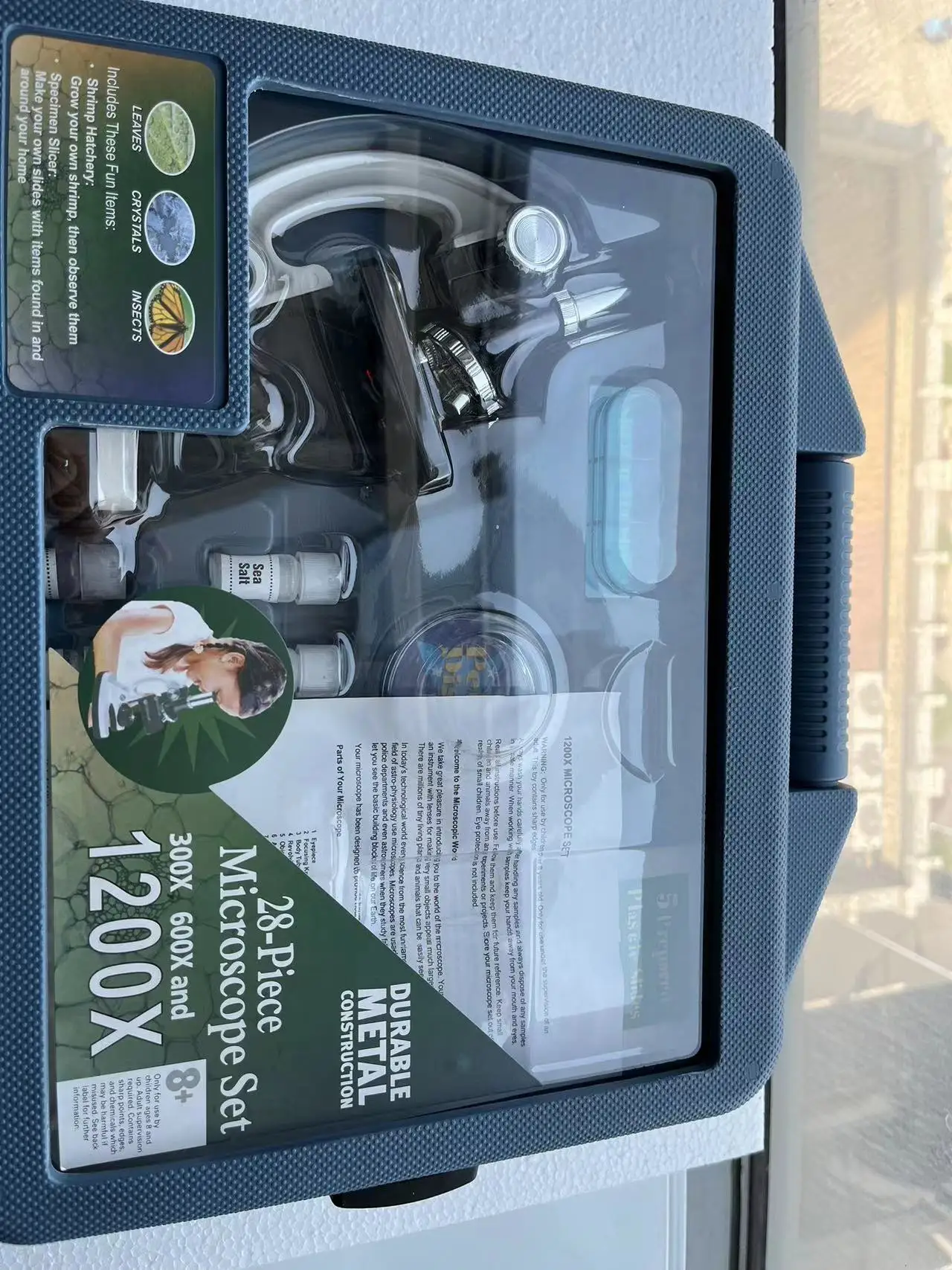 Microscope Kit Lab LED 300X 600X 1200X Home School Science Educational Toy Gift Refined Biological Microscope For Kids
