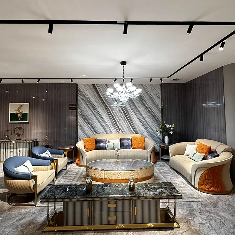 Italian Leather Round Love Seat Sectional Couch Modern Wohnzimmer Luxury Sofas De Sala Nordic Home Living Room Furniture Set