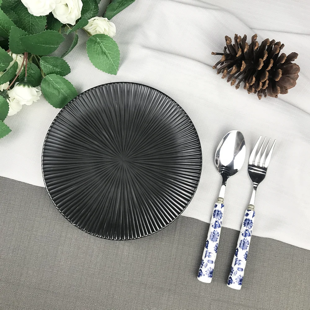 Керамическая посуда 6/8/9 5 дюймов цветные тисненые ковбойские тарелки для салата из черного стейка ужина дома ресторана