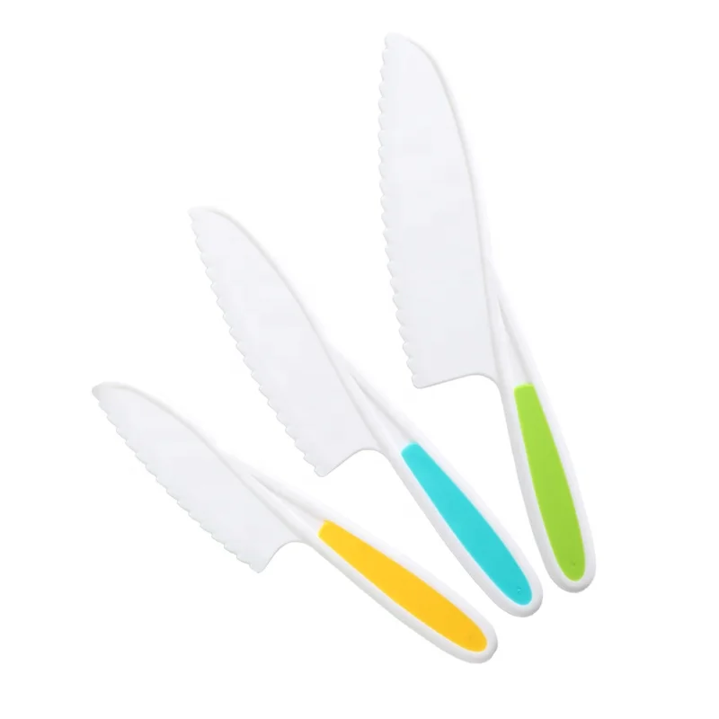 Wholesale Children Safe Food Fruit Vegetable Kitchen Knife Plastic Kids Safe Cake Knives Set