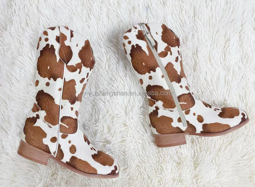 New Zipper Midi Boots Kids Fashion Glitter Cowgirl Shoes Girls Sparkly Faux Leather Kids Boots Kids Cowboy Boots