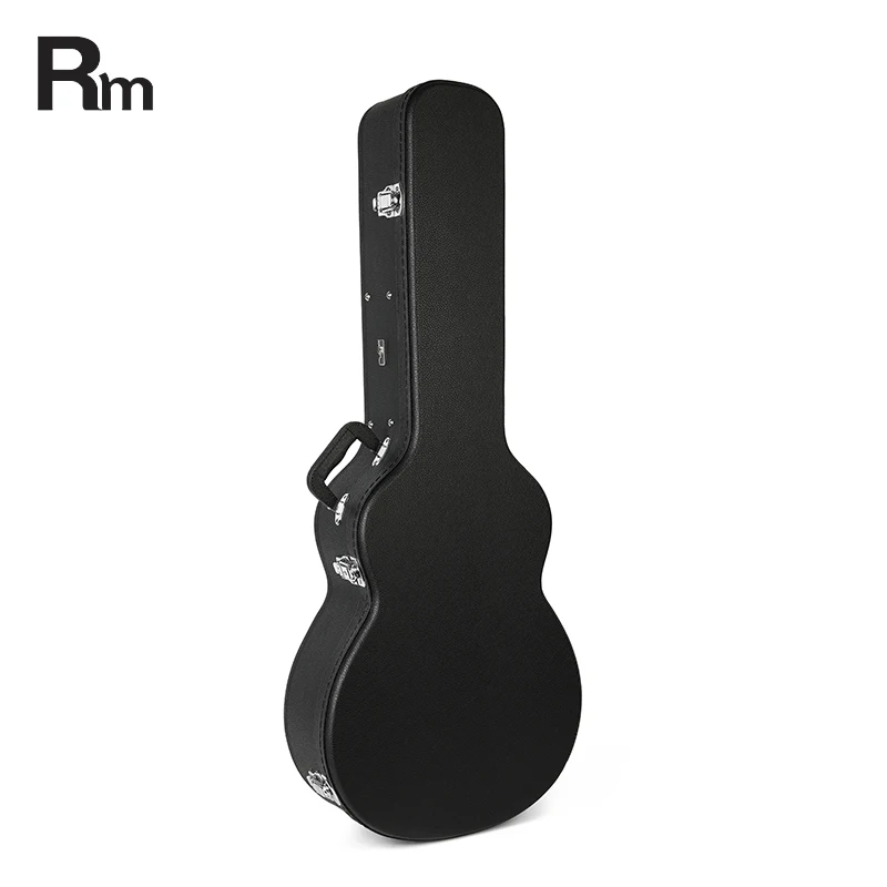 Black GA Acoustic Guitar Case Leather Cover Solid Wood Custom Guitar Case Waterproof Hard Case Guitar