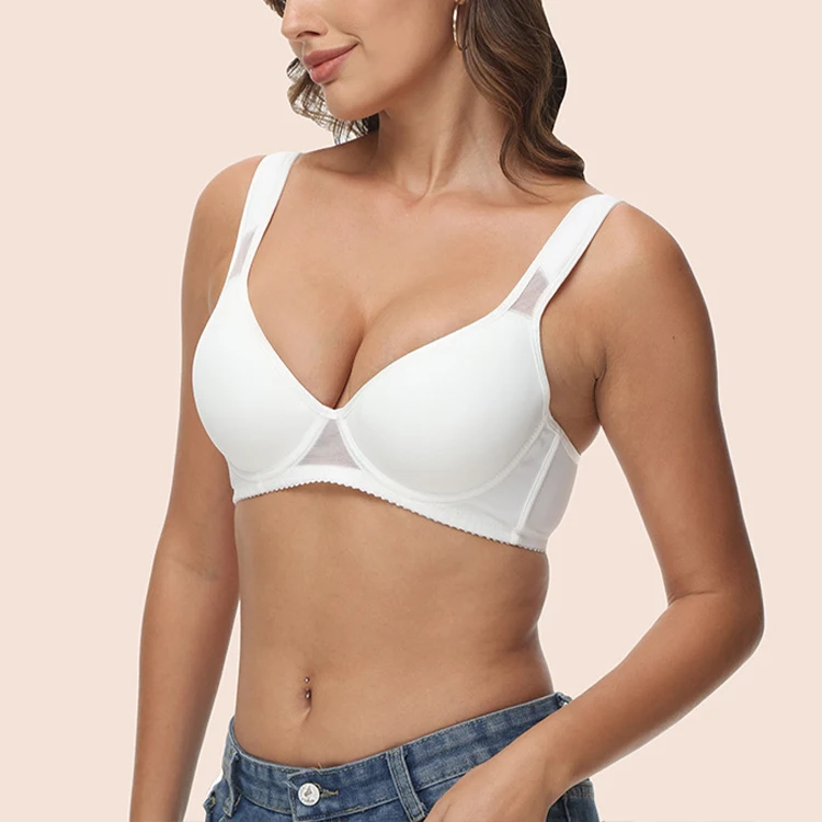 New Women Polyamide/Nylon Sexy Bras Adjustable Mesh V-neck Underwear Underwire Solid Black Vest Push Up Thin Cup Solid Bra