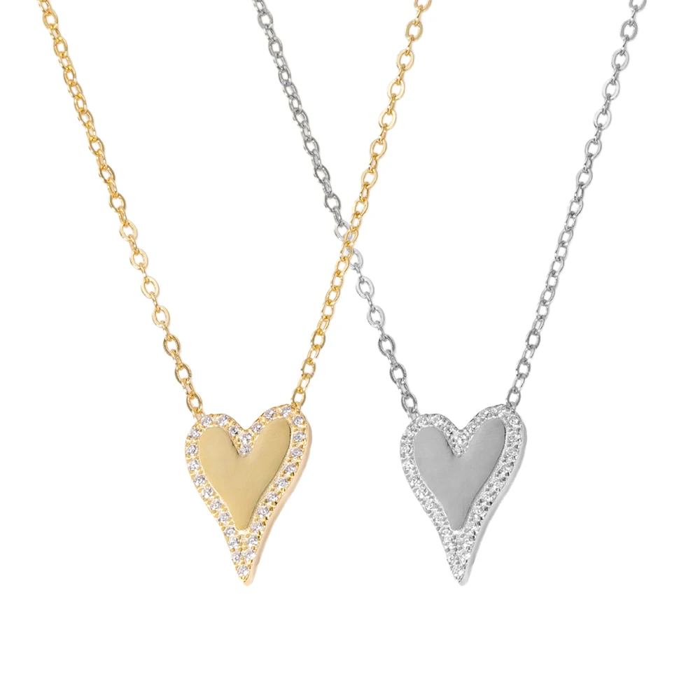 Popular 925 Sterling Silver 18k Gold Plated Jewelry heart pendant necklace shanghai heart necklace zirconia necklace For Women
