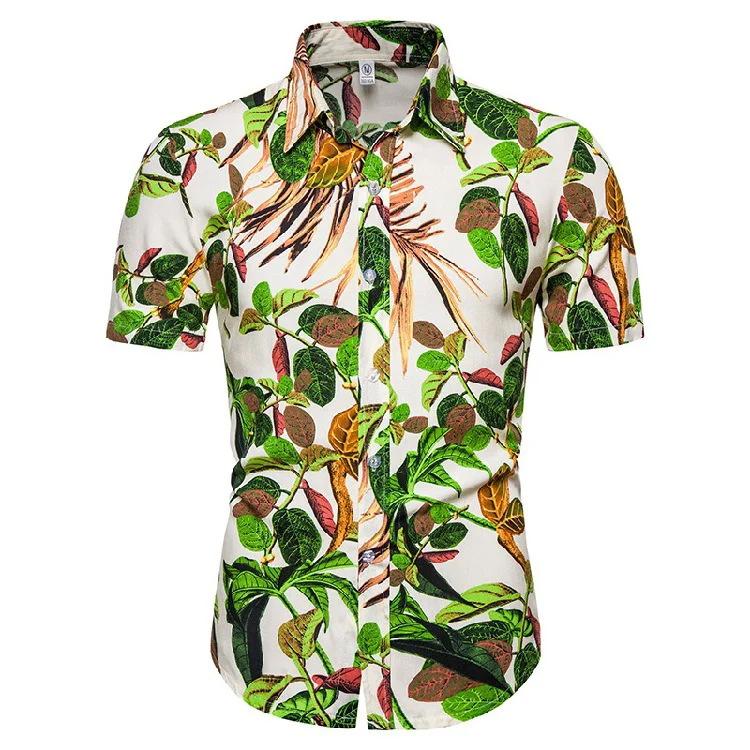 Amazon blasts Мужская рубашка с цветочным принтом, Повседневная рубашка на пуговицах с коротким рукавом, гавайская песчаная пляжная мужская рубашка
