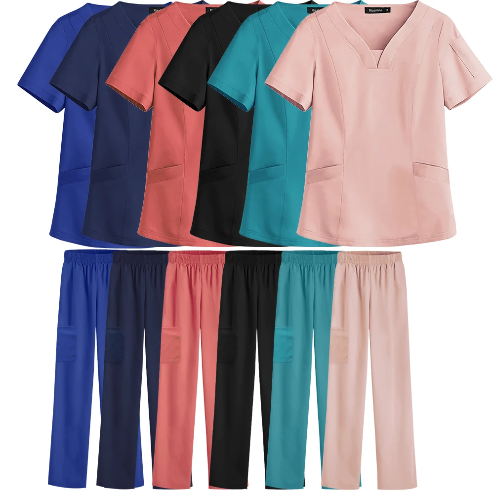 Custom Brand Fashion Colors Working Clothes Womens Stylish Scrubs Nursing Medical Uniform Nurse Pet Clinic Medical Supplies