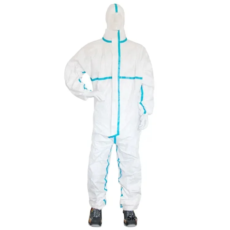 Disposable Medical Suit &  SMS 50 Type 56 40Gsm Coverall for Man  Reflective White Disposable Coverall Overalls