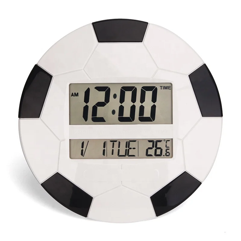 KH-CL097 Football Fans Dual Screen LCD Electronic Hanging Digital Wall Clock Wholesale