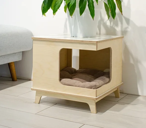 Modern Furniture Plywood Cat Toilet Cat Litter Box Enclosure With Litter Box And Spatula Modern Pet House For Cat Furniture