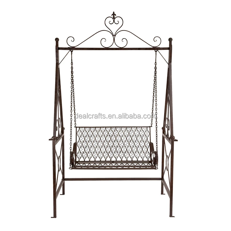 Outdoor Metal Patio Porch Swing Bench Black Garden Chair Swing Frame with Iron Stand for Outdoors Gardens and Yards