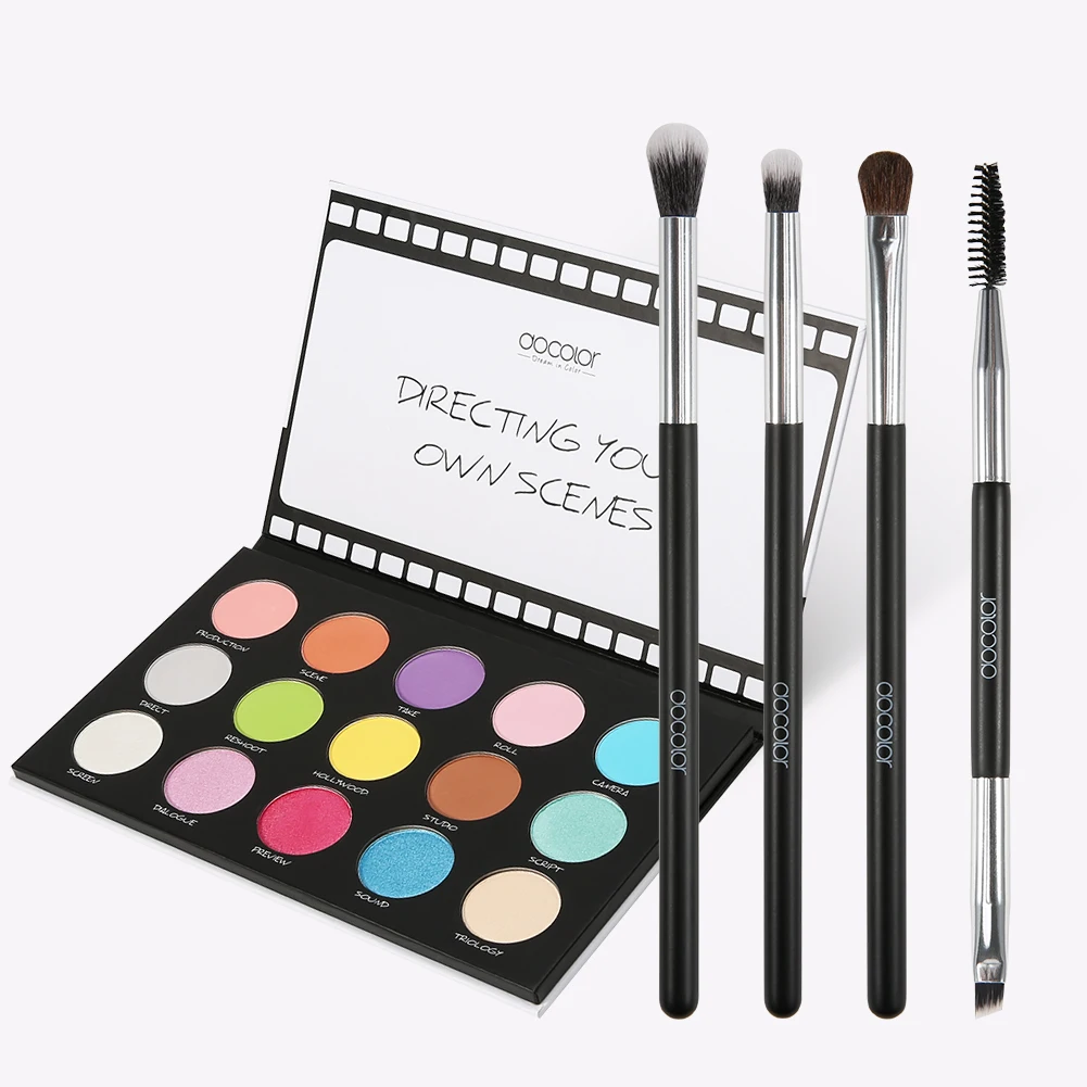 
Docolor 15 Color beauty glazed eyeshadow palette with 4 pcs eye makeup brushes Y1509 