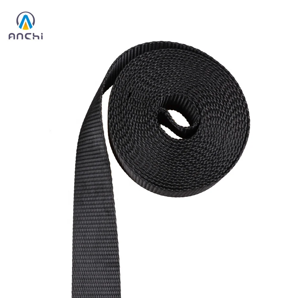 Изготовленные на заказ 38 мм 15ft Храповые ремни черные с двойными j крючками и черной тесьмой 4000lbs