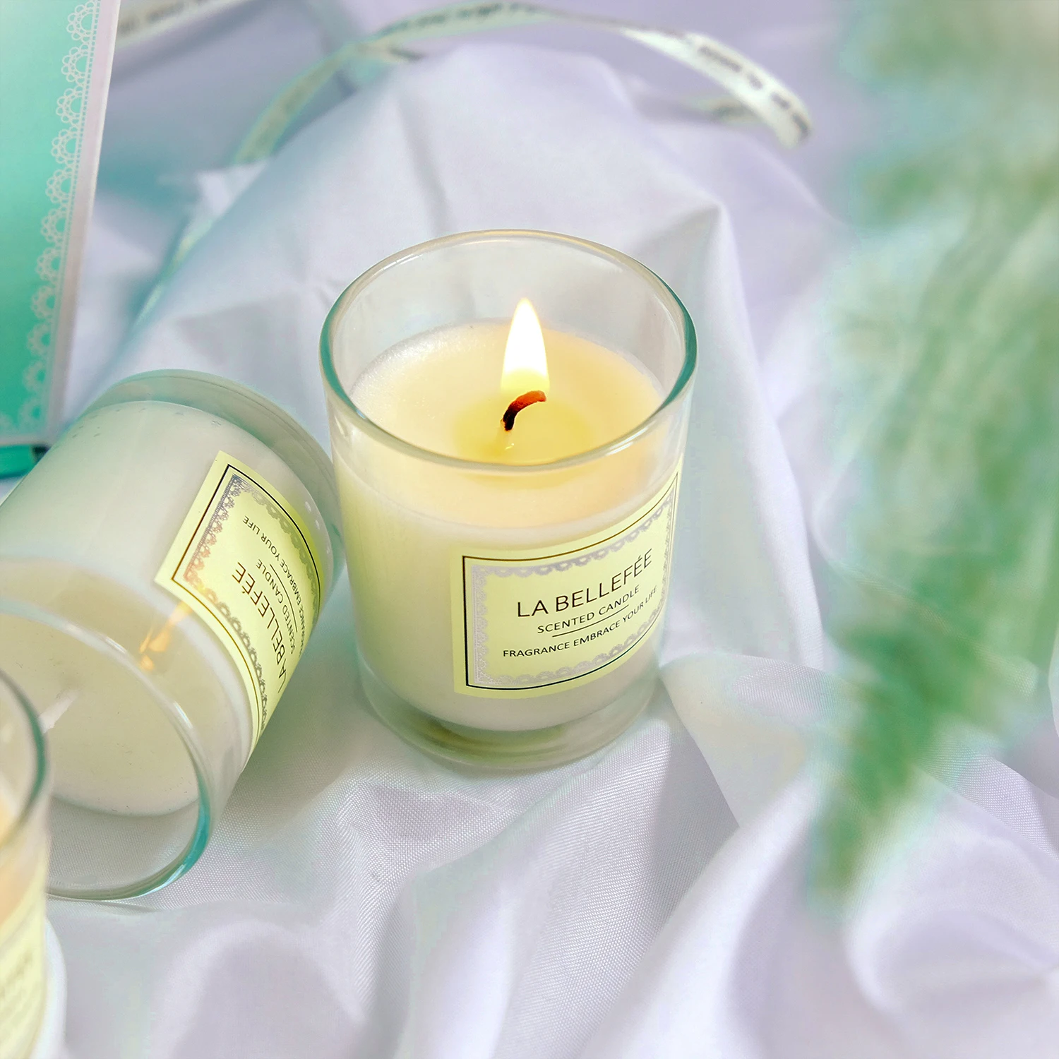 
Wholesale 3 Pack Clear Glass private label Candle OEM custom Soy Wax aromatherapy scented candles for Gift 