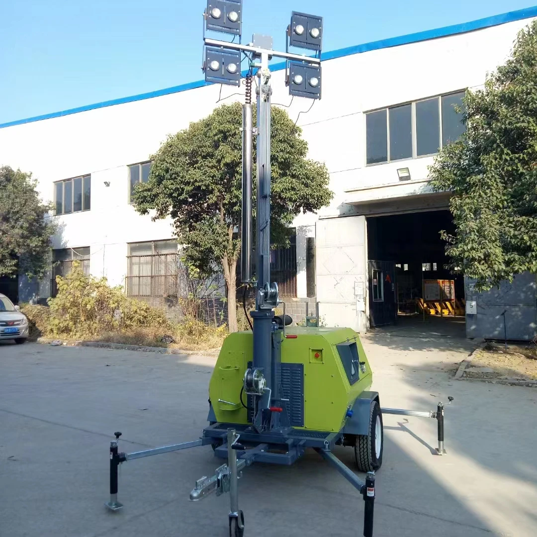 5 m 7 9 Portable Trailer Hand-lifting Mobile Lighting Tower Light CE EPA Euro5 Certified