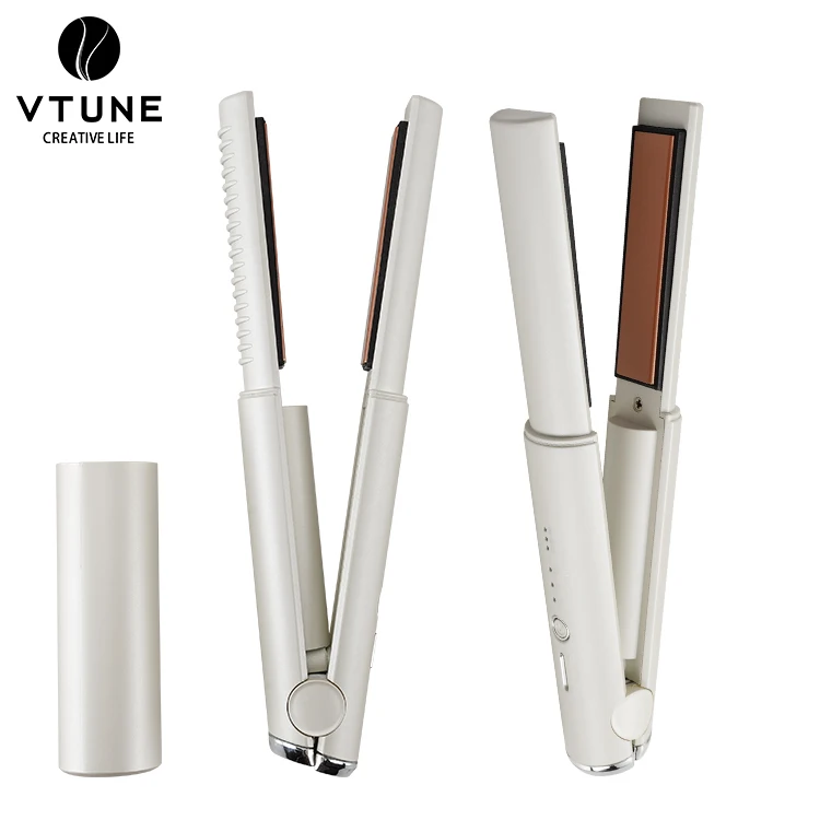 Vtune Cordless Travel Portable Flat Iron Hair Flat Iron Portable Rechargeable Straightener Magic Automatic Curling Iron
