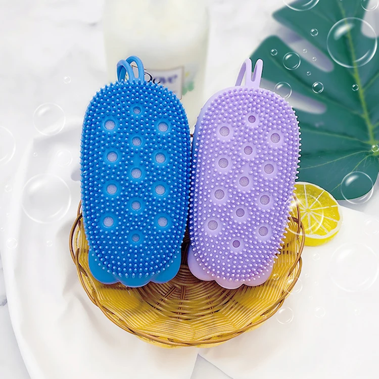OEM Customized Kids Cleaning Bath Toy Set Silicone Brush Body Soap Dispenser Loofah Scrubber Skin Care Custom Colors Bag