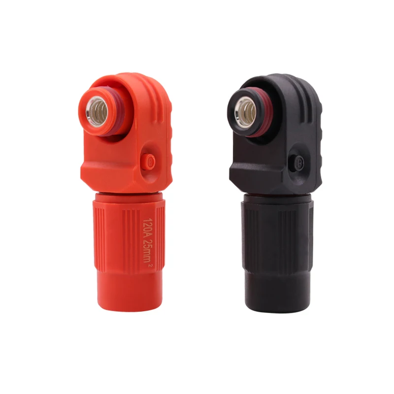 8mm Pin,  25mm2 Cable Diameter, 120A Single Pole Right Angle 90 Degree Plug Socket HV Energy Storage Battery Connector