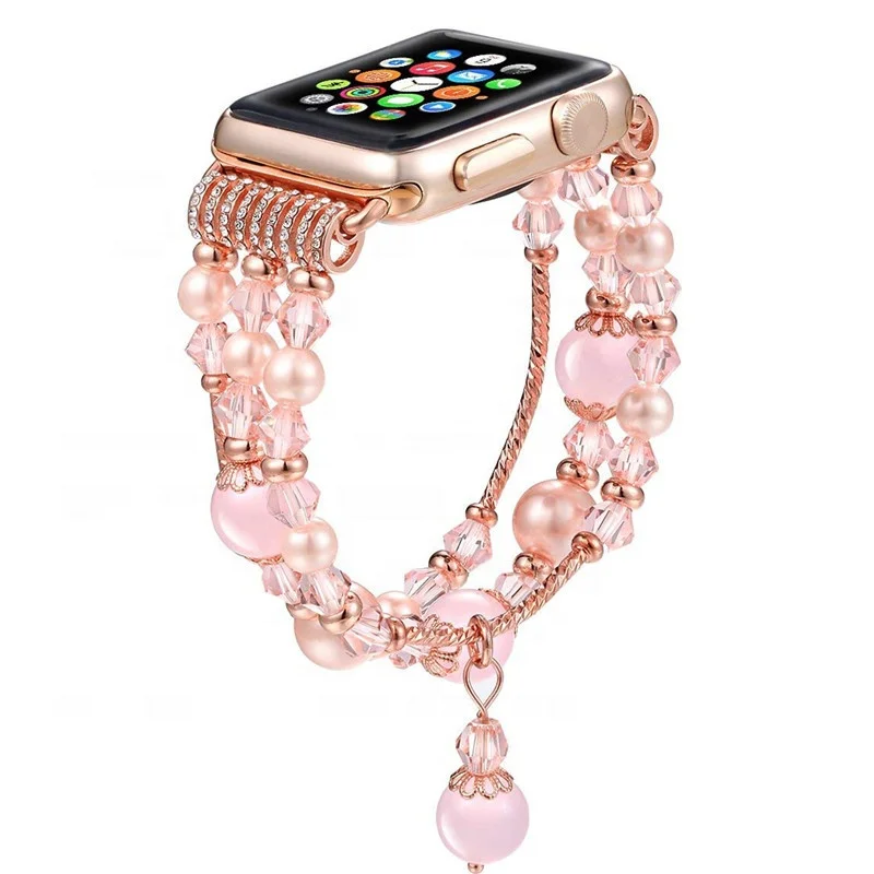 Лучший подарок браслет из нескольких бусин совместимый с Iwatch 38 мм/42 мм/44 мм/45 мм ювелирные изделия кристалл Смарт-часы ремешок для женщин и девочек