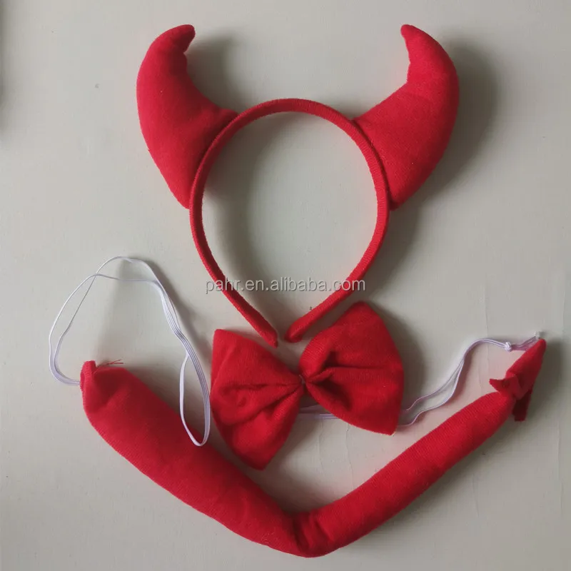 halloween cartoon girl tutu dress for children red devil costume horns headband bow tail and tutu skirt 4pc set