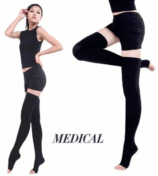 Open toe medical compression stockings Medical Graduated 23-32mmHg unisex compression stockings