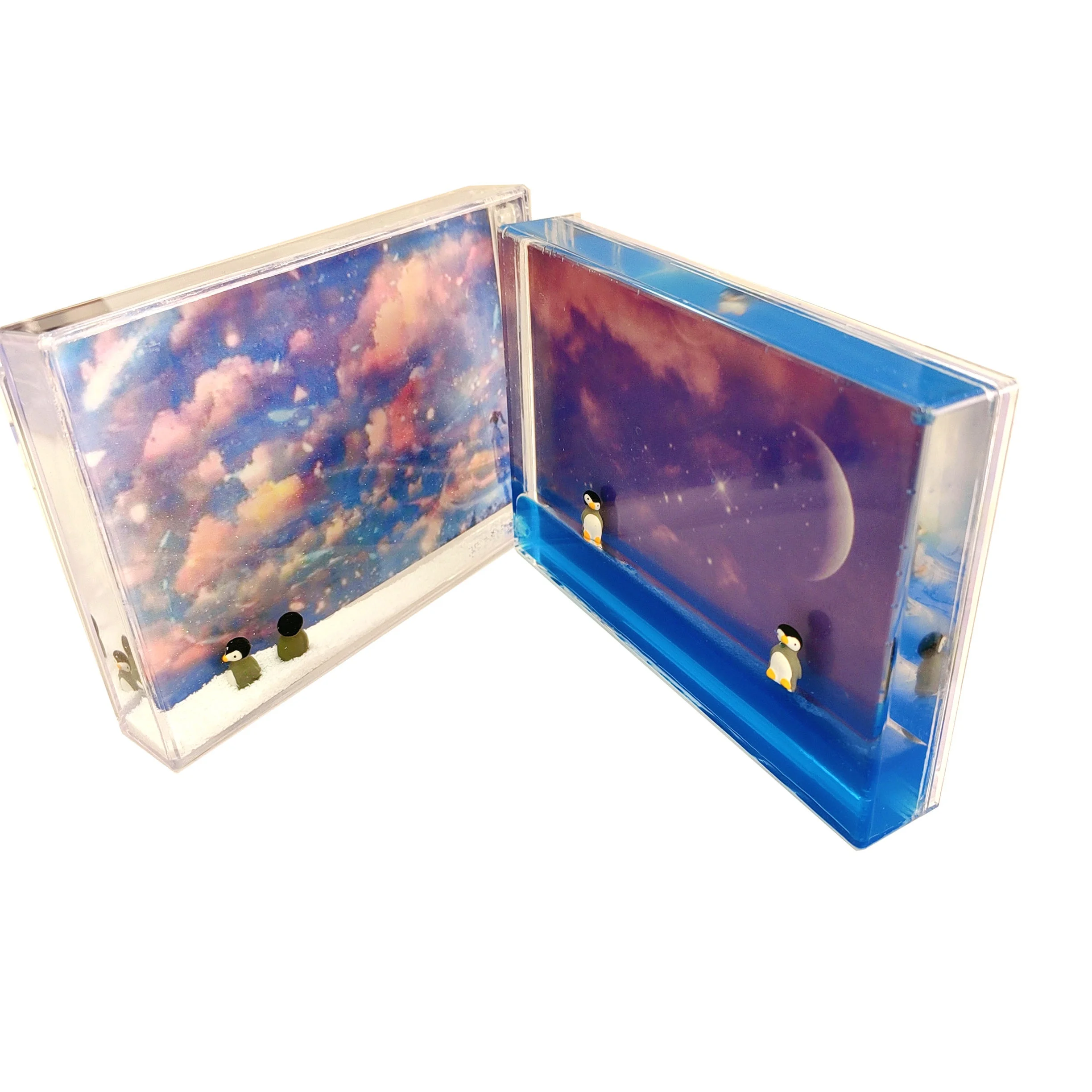 Customizable 4*6 Inch Rectangle Acrylic Photo Frame New Style 3D Floater Liquid Glitter Sand Color Customization Picture Frames