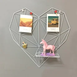 Sinoglory Heart Shape Grid Wall Decorative Iron Rack Clip Photograph Wall Hanging Picture Wall Decoration