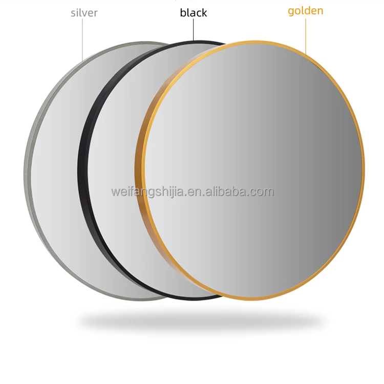 Online hot sale living room bedroom mirror Nordic modern black gold metal round luxury decorative wall mirrors