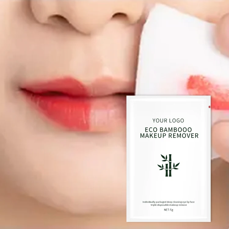 Натуральные одноразовые бамбуковые салфетки для снятия макияжа Безмасляные на заказ Logomakeup влажные
