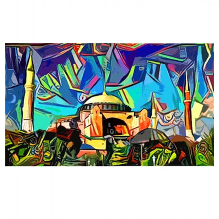 Wholesale DIY Digital Painting Art Oil Paint By Numbers On Canvas With Frame Islamic Oil Painting