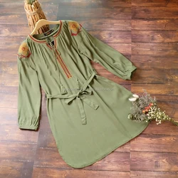 High quality classic Bohemian print embroidery V-neck summer casual fringe belt womenswear