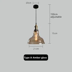 Hot Sales American Amber Glass Chandelier Vintage Pendant Lamp E27 Edison Light Bulb Dinning room Kitchen Decor Pendant Light