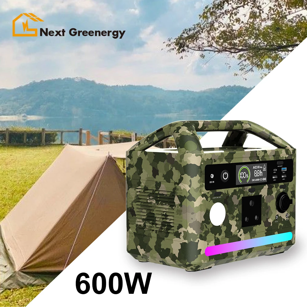 Power Station with Lifepo4 Battery 600W 700W 1200W 2200W Home Outdoor Lithium Power Bank Solar Panel Portable Power Station 600W