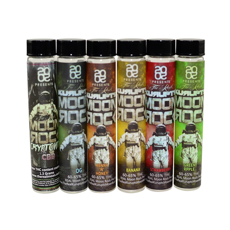
Glass joint tube with screw cap smell proof child proof glass tube with black caps with flavor stickers design for pre roll 