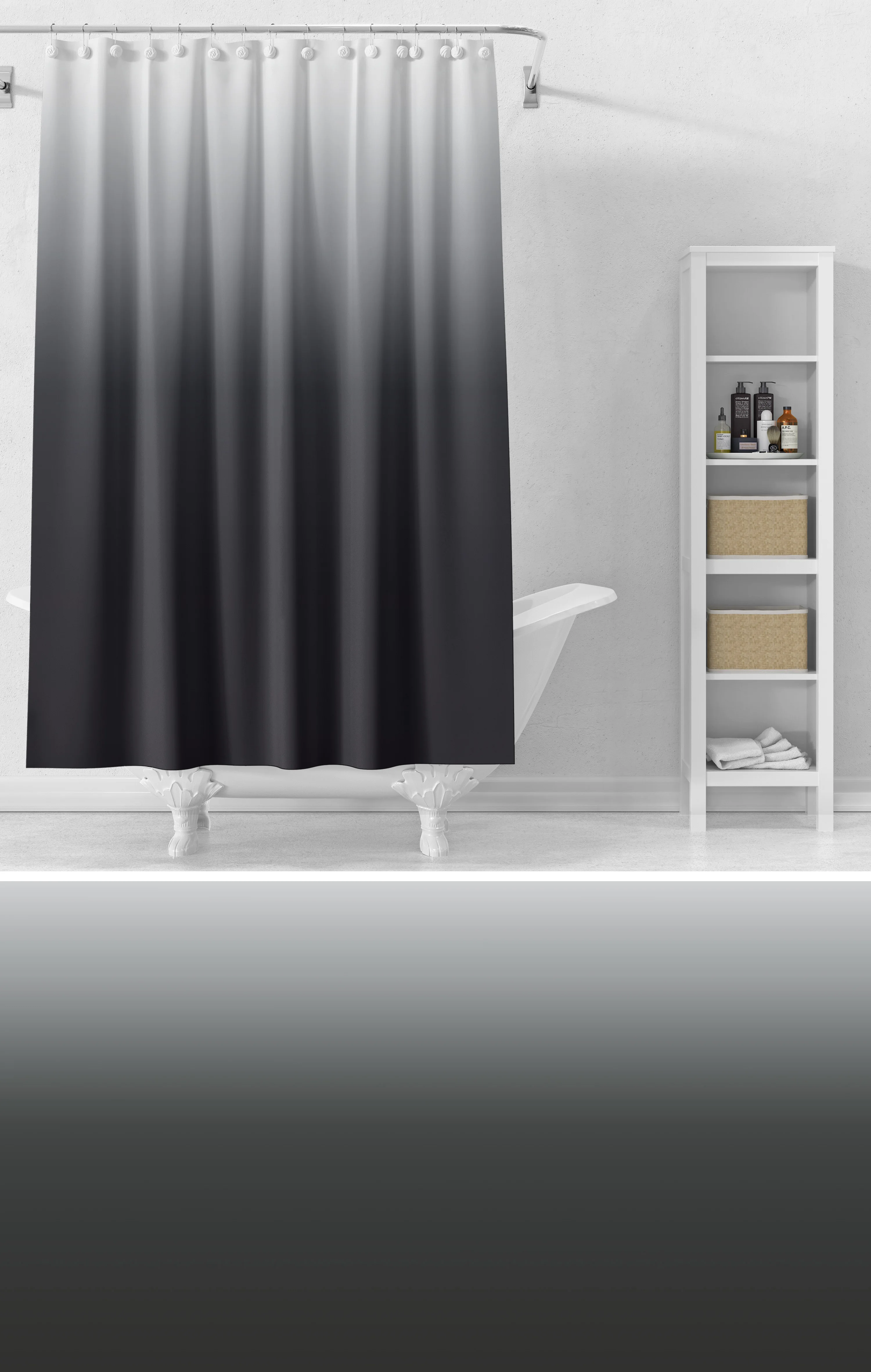 Customized Size Polyester solid Gradient shower curtain Waterproof fabric Shower Curtain Mixed color shower curtain