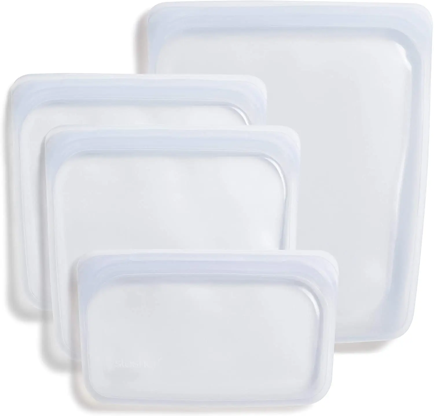 
100% Silicone Food Grade Reusable Storage Bag Clear (4-Piece Bundle Set) 