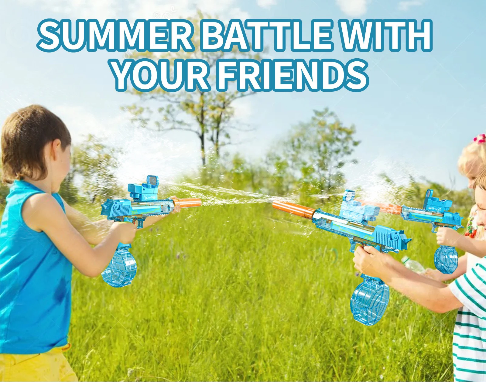 hot selling outdoor summer toys large capacity long range shooting electric automatic water gun for kids