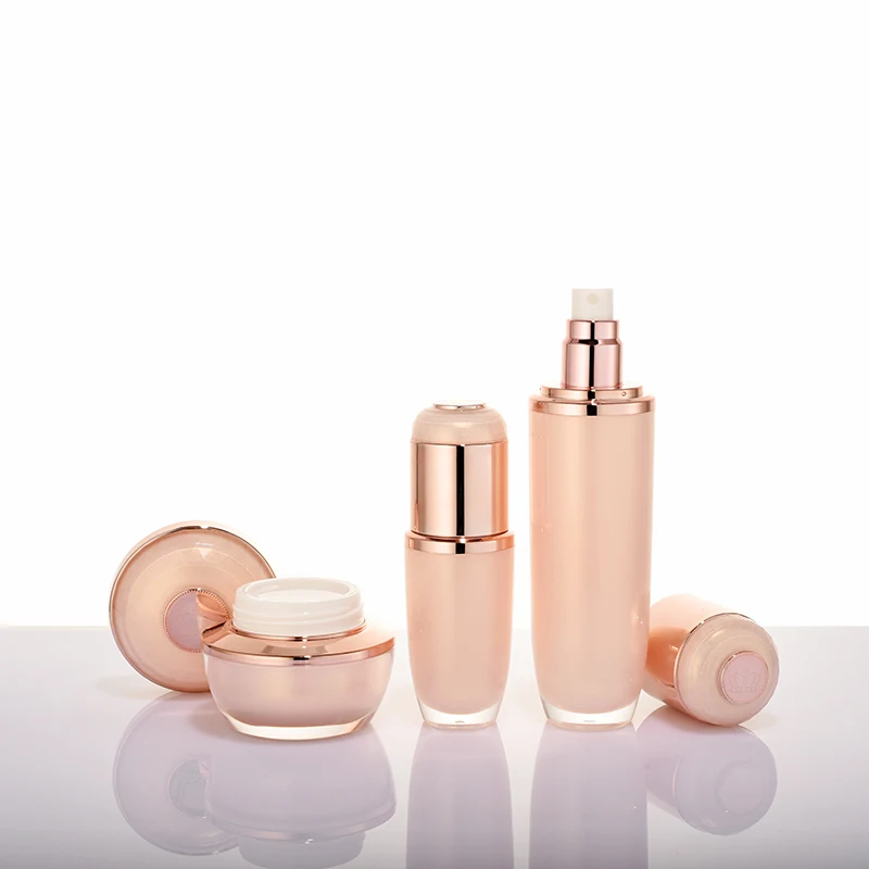 Eco-friendly Skincare Packaging 50g Cream Jar Serum Lotion Pump Bottles Acrylic Cosmetic Packaging Set 30ml 120ml Plastic Round