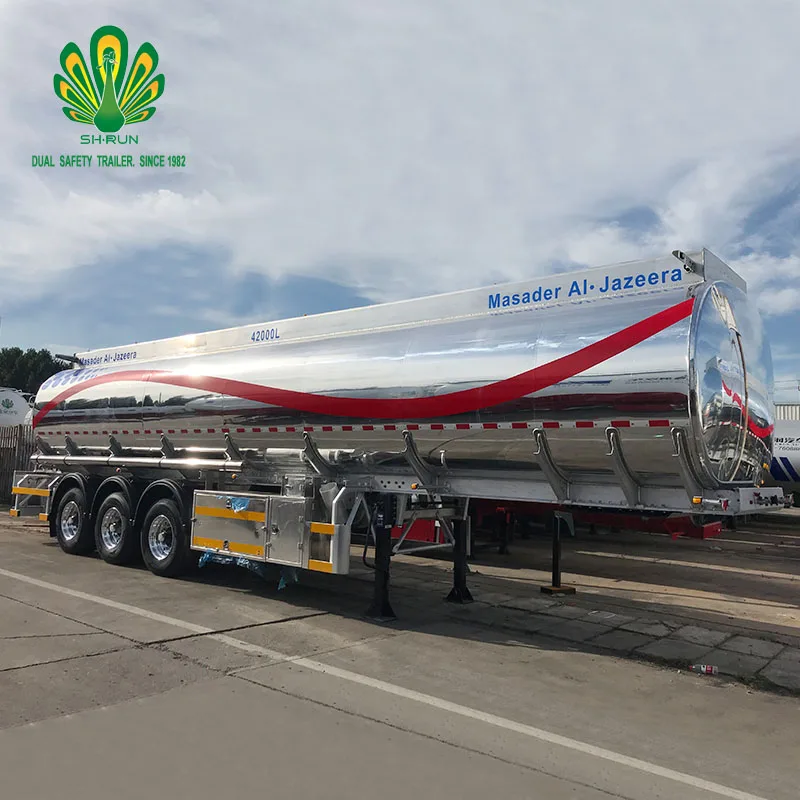 3 Axles 45000 50000 Liters Aluminum Alloy Gasoline Petrol diesel Cooking Oil Mirror Insulated Tank Fuel Tanker Trailer for Sale