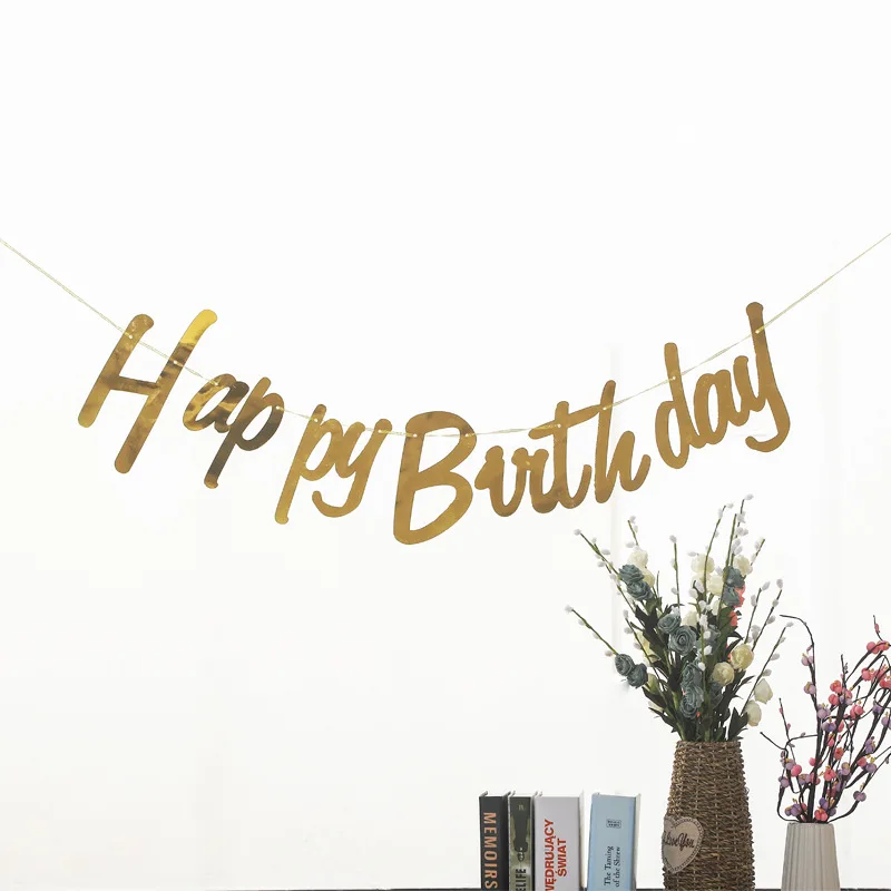 Hot Selling INS Siamese Characters Happy Birthday Happy Birthday Flag Baby One-year-old Party Decorations Layout Banner