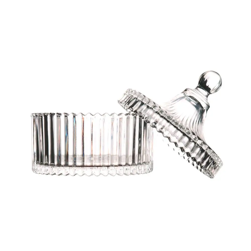 Wholesale high quality candle container with lids black beauty wedding decorative candy bowl glass candy jar set with lid