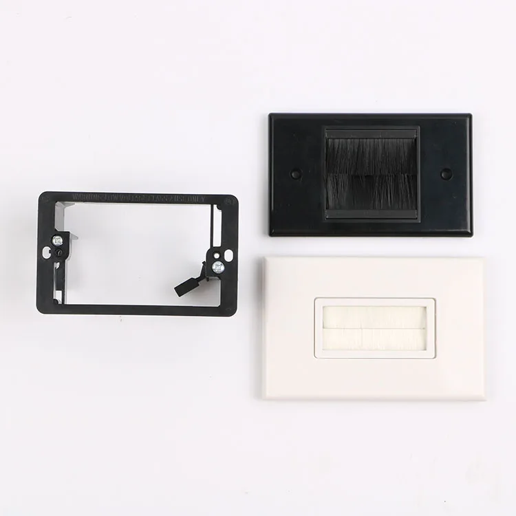 Cable Port Insert Output Mount Multimedia Panel Brush Wall Plate With Dustproof Cover