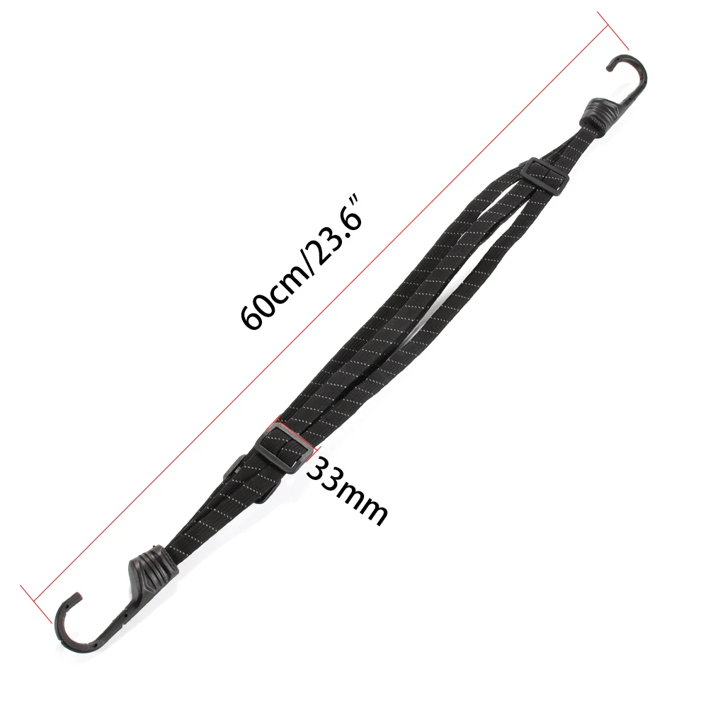 New Listing 60cm Adjustable Bungee Cords Elastic Rubber Flat Bungee Cords with Hooks for Motorcycle Helmet