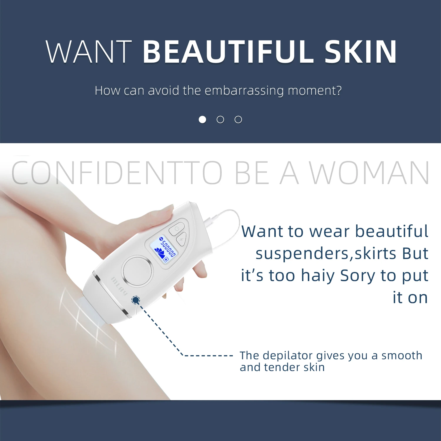 MLAY T7 Painless Facial Mobile Phone IPL Hair Removal Device for Skin Rejuvenation and Hair Removal in Bikini Armpit Area