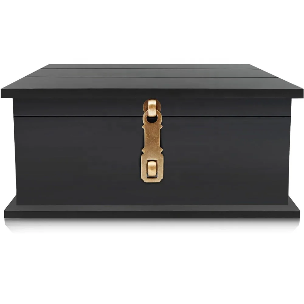 Wood Black Gift Box Solid Wood Flippable Wood Box Desktop Sundries Storage Finishing Box