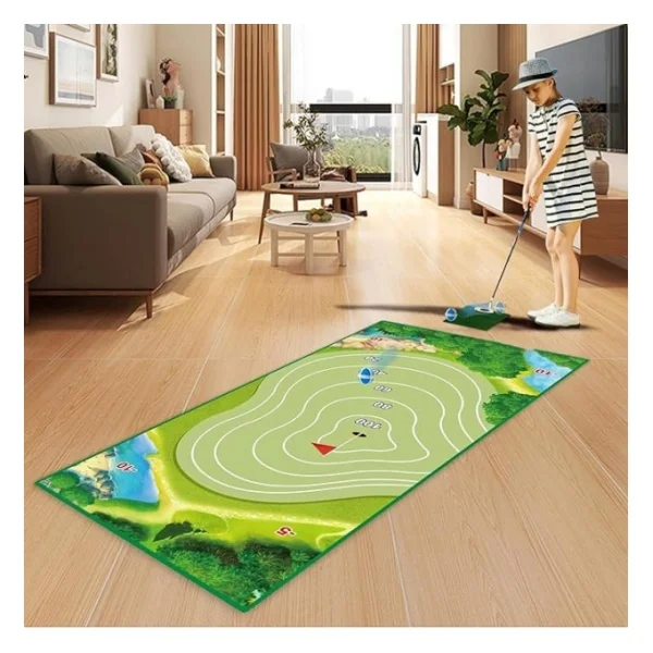Machine Made Indoor Putting Green with Golf Putting and Hitting Mat for Training Practice