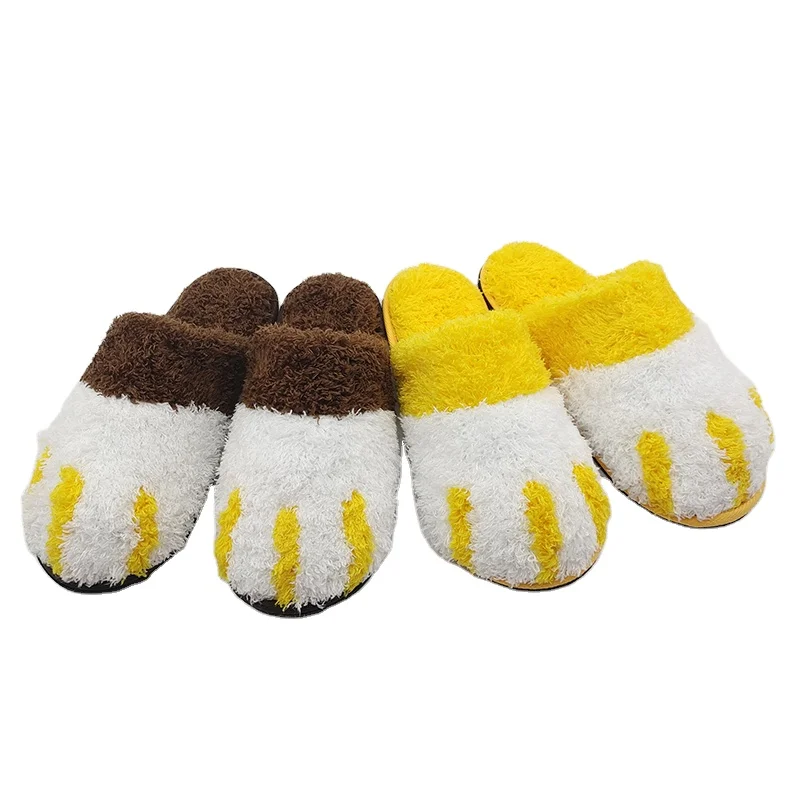 Cute cat paw plush cartoon slippers slipper indoor warm slippers women indoor