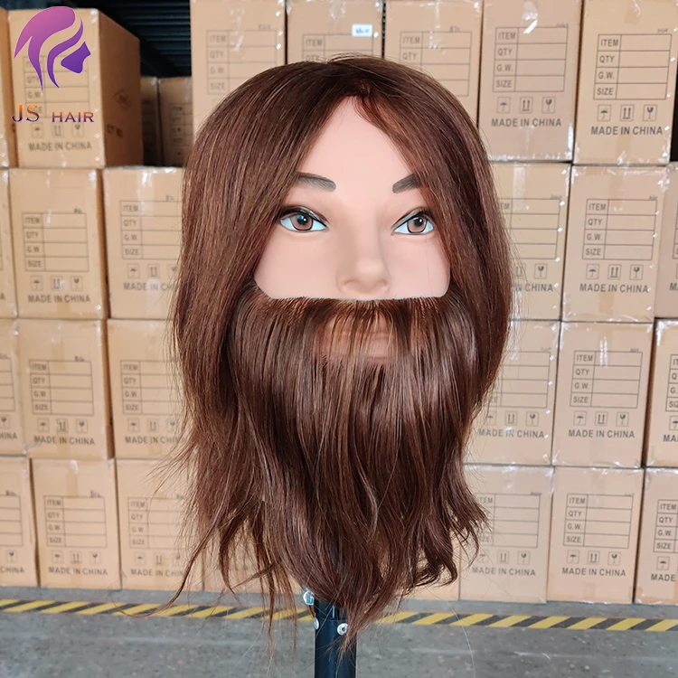 Wholesale 100% Real Hair Mannequin Head Hairdresser Training Manikin Practice Hairstyling Cosmetology Doll for barber salon