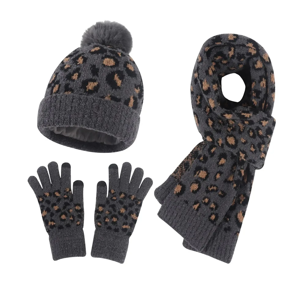 New Fashion winter hat and scarf and gloves knitted neck warmer  beanie winter warmer pompom hat for women