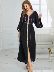 Handwork Diamonds Moroccan Caftan Women Jalabiya Wide Sleeve Arabic Dress Dubai Saudi Muslim Kaftan Party Evening Ramadan Abaya